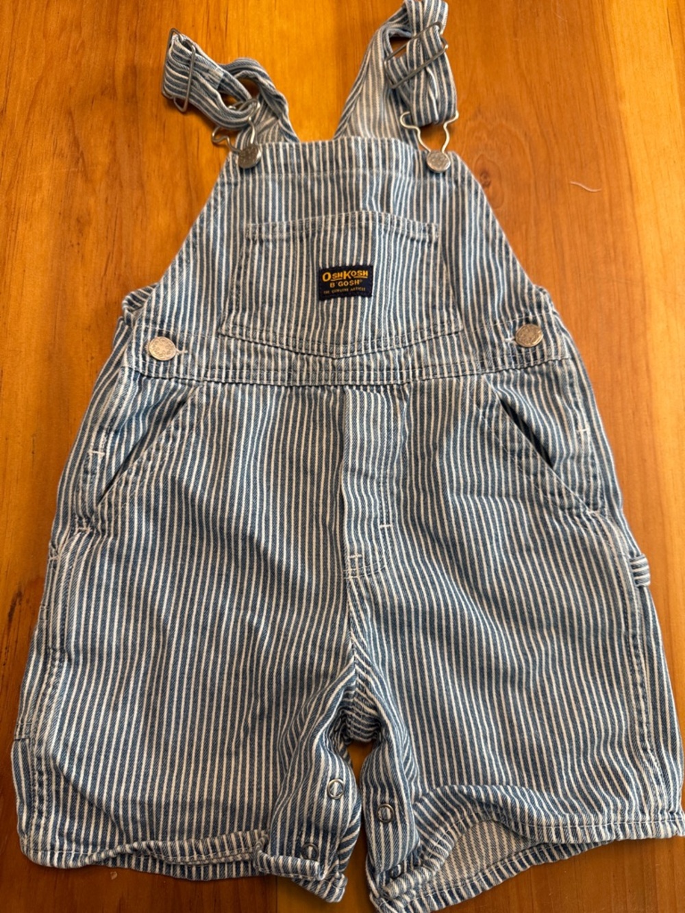 OshKosh B'gosh Blue and White Striped Kids Short Overalls